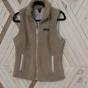 Patagonia Taupe Sherpa Fleece Zip Vest